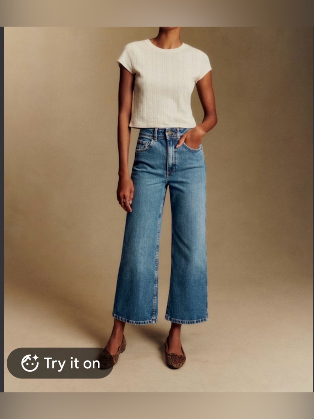 Sezane Le Crop High Rise Wide Leg Jeans
Size 36/4